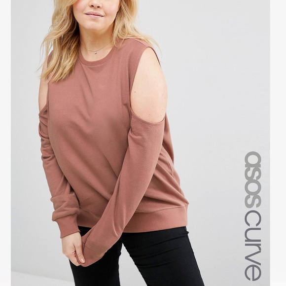 ASOS Curve Tops - ⬇️Mauve cold shoulder sweatshirt